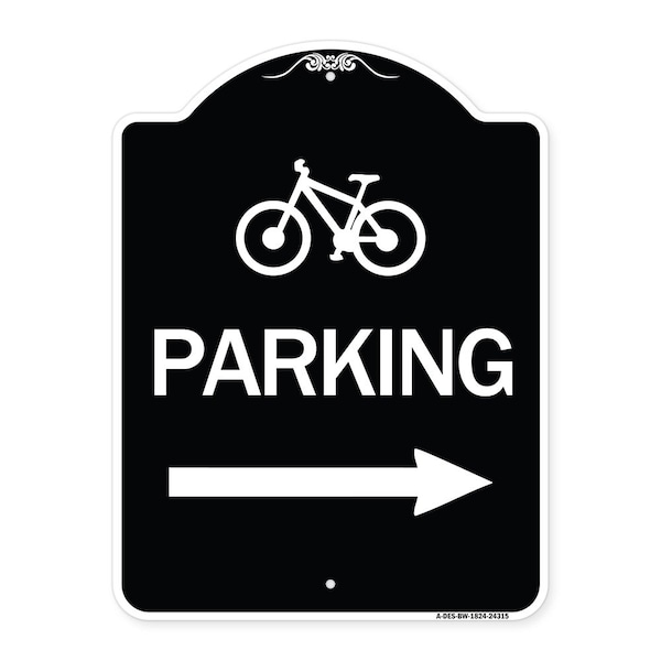 Signmission Bicycle Symbol Parking Right Arrow Heavy-Gauge Aluminum Architectural Sign, 24" x 18", BW-1824-24315 A-DES-BW-1824-24315 - main